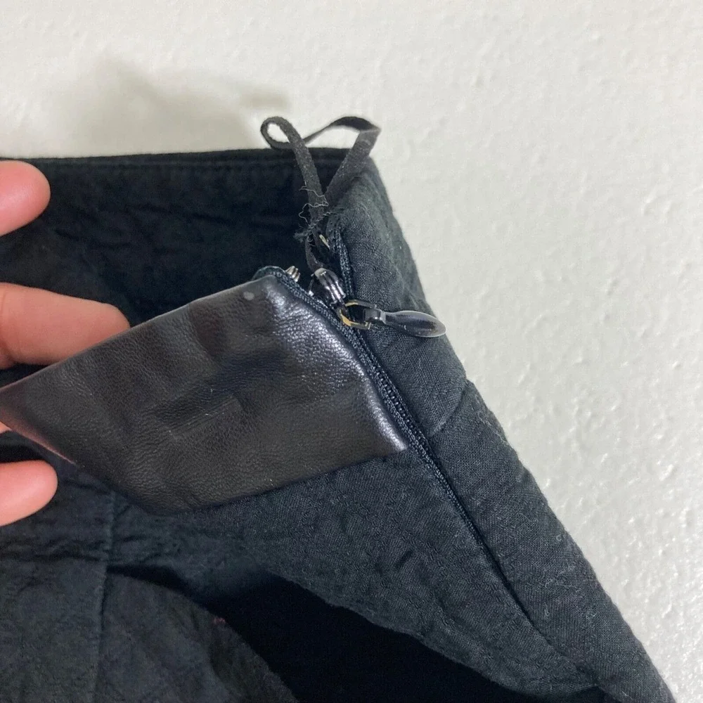 Mango Casual Mini Skirt Womens 2 Black Quilted Faux Leather Trim Pockets - Picture 4 of 12